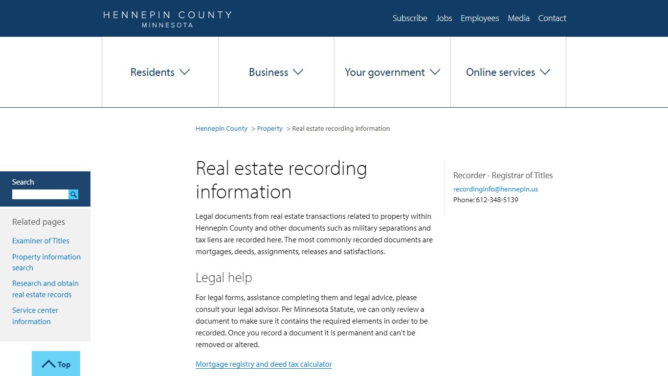 Real estate recording information | Hennepin County